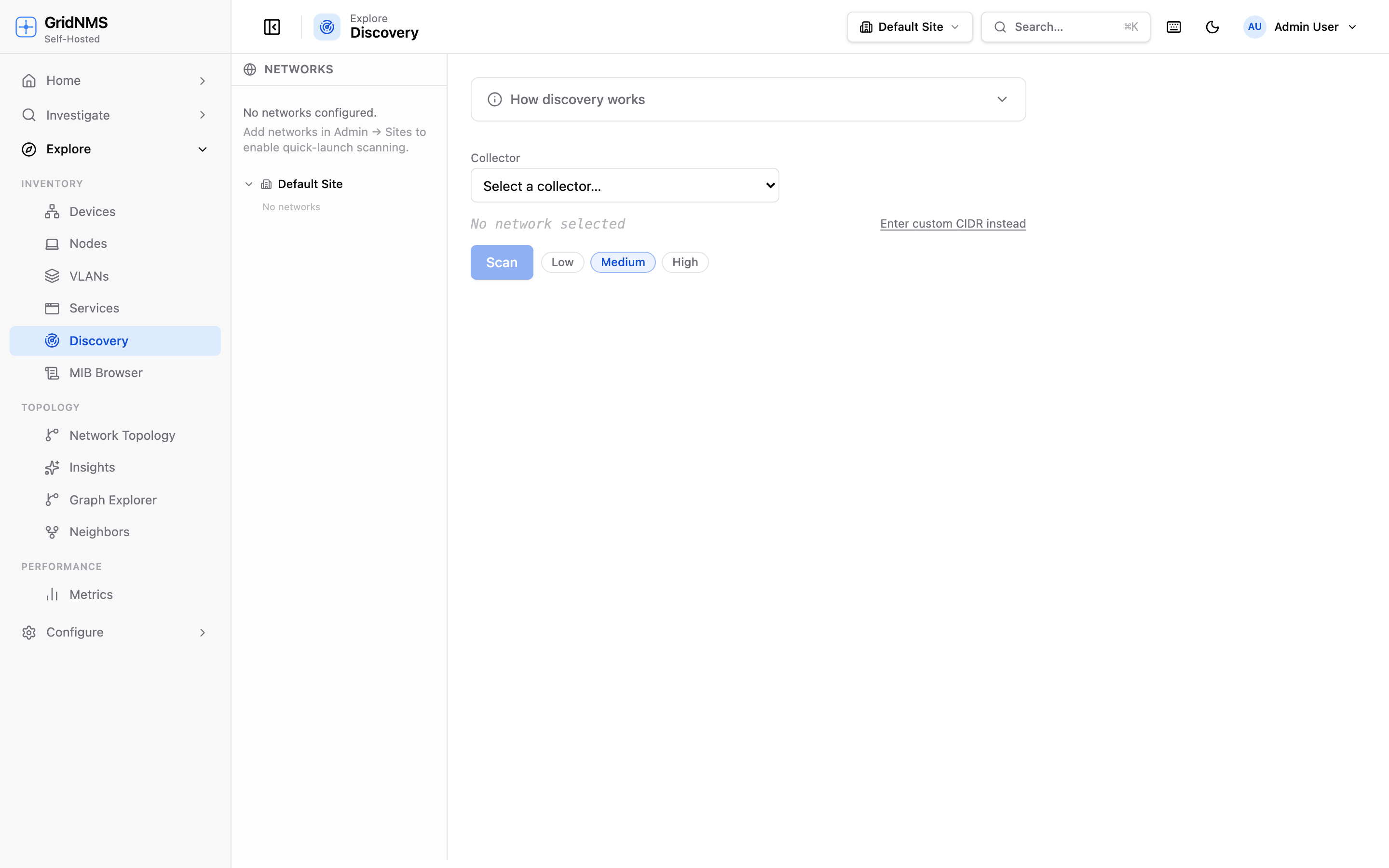 Network Discovery scanning a range