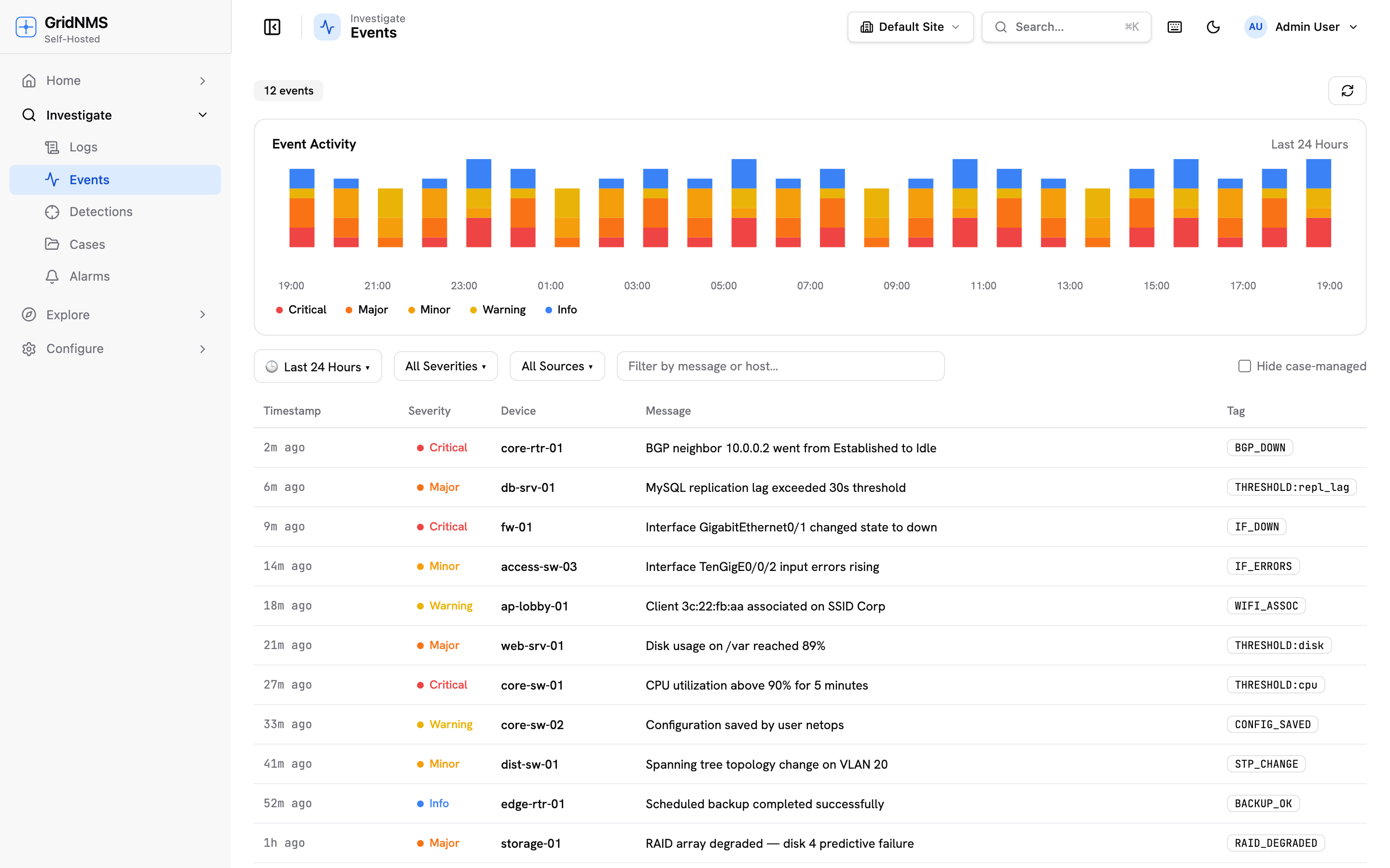The Events page