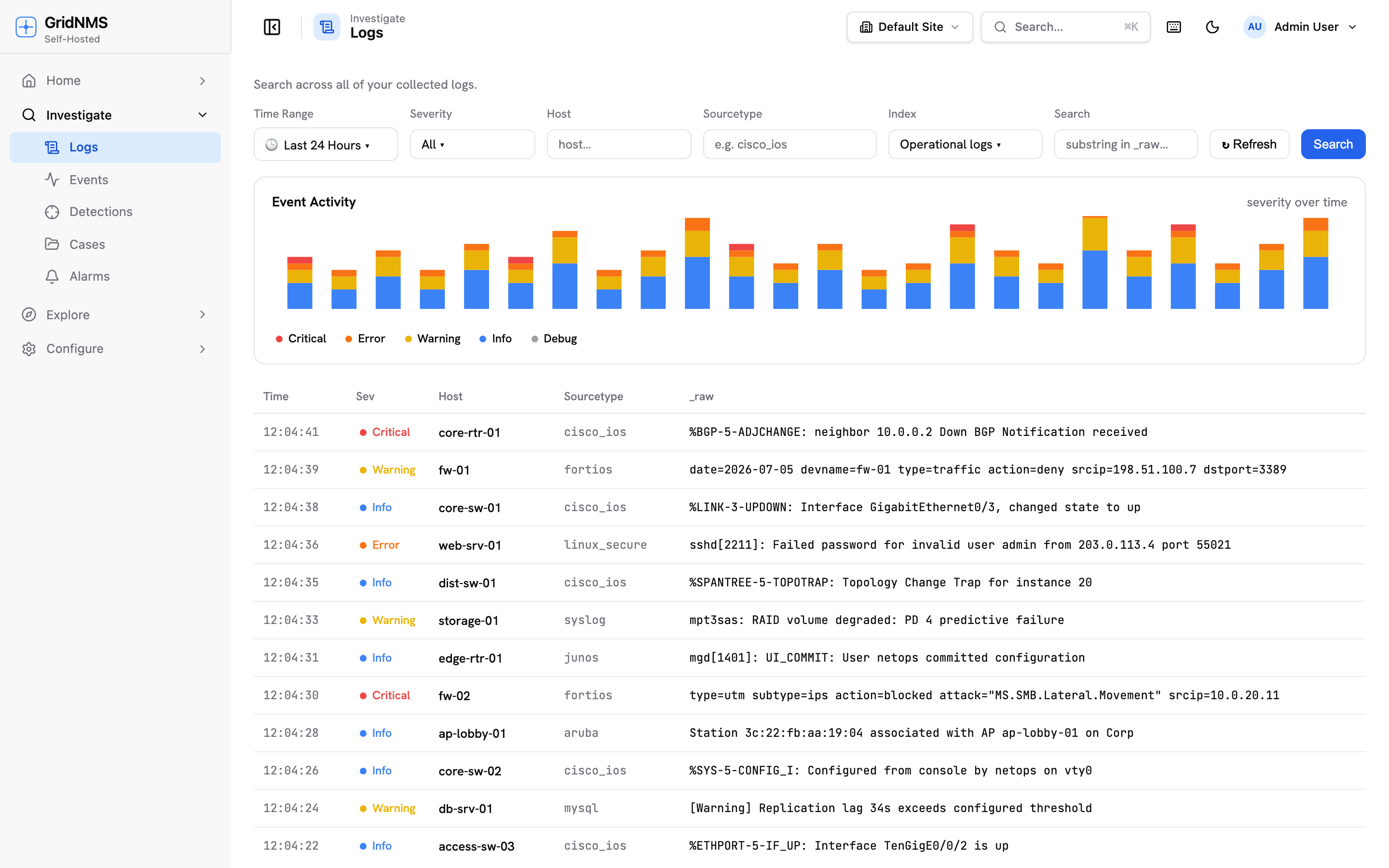The Logs page